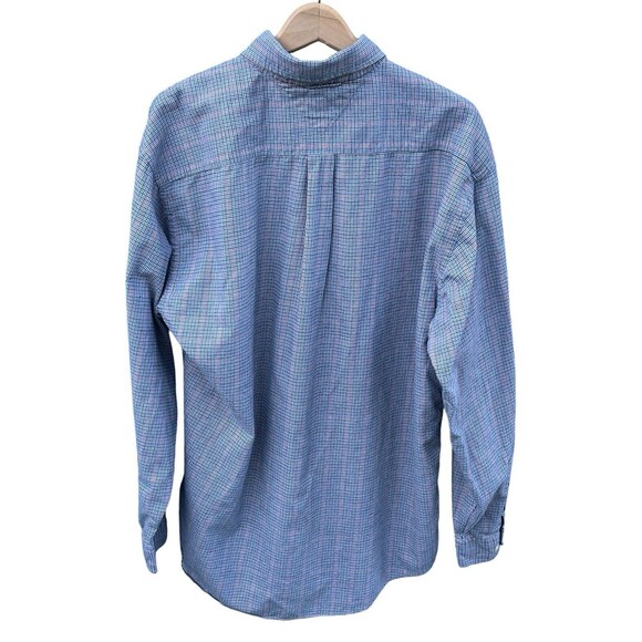 Tommy Hilfiger Men’s Flannel Button Down Shirt Crest Logo Micro Plaid Vtg Large - Picture 6 of 7